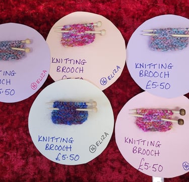 Eliza Conway knitting brooches
