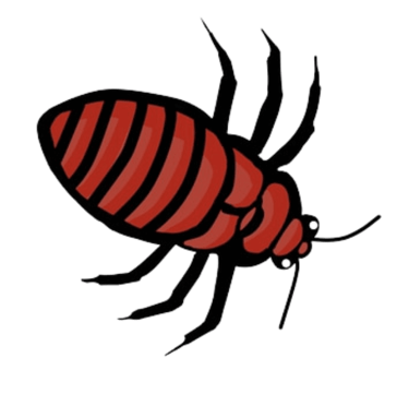 an animated bed bug facing the right