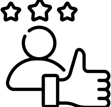 an icon of a person with a thumbs up and three stars over their head