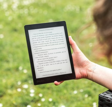 Hand holding an eBook reader