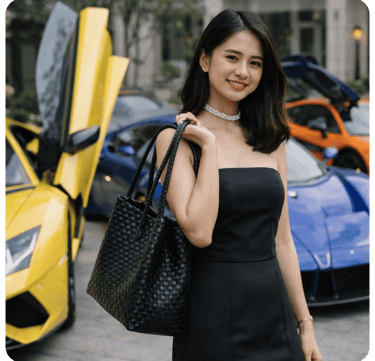 Tas anyaman jali jali warna hitam handmade premium Craftvitas Indonesia, ditampilkan oleh model wanita dengan gaya elegan