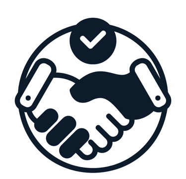 a handshake with a hand holding a hand shaker