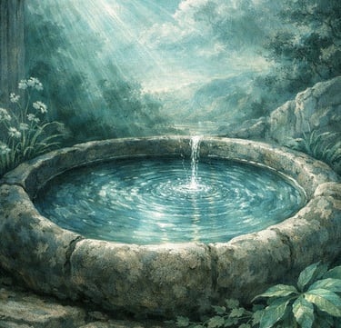 Agua circular como símbolo de contención emocional.