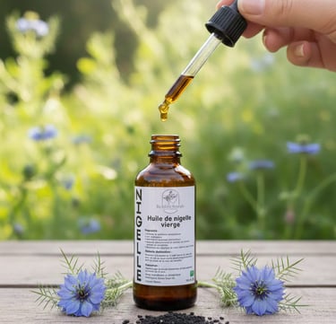 huile de nigelle vierge pressée à froid du Maroc