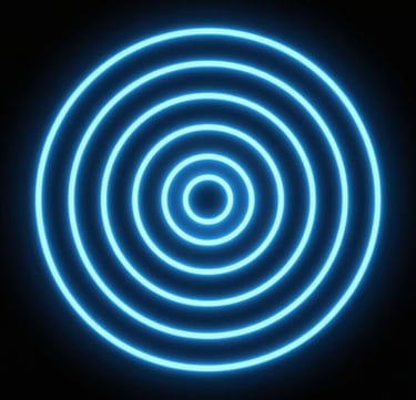 Neon blue concentric circles forming a bullseye target graphic no background.