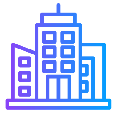 Modern city buildings icon representing urban architecture and real estate