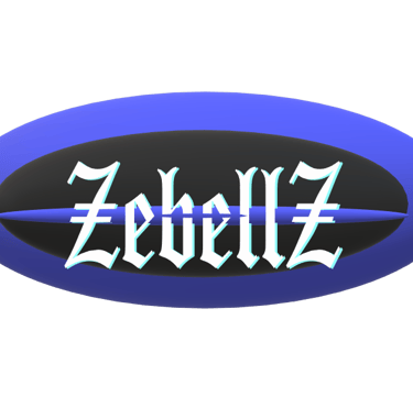 Zebellz Brand Main Logo Purple oval center black white name Zebellz Center