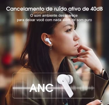 QCY HT05 ANC fone de ouvido sem fio 40dB cancelamento de ruído Bluetooth 5.2