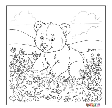 Grizzly bear coloring sheet forest animal activity for children