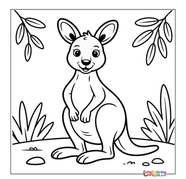Mother kangaroo with joey coloring sheet marsupial activity