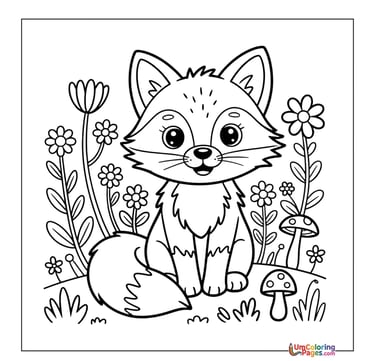 Red fox coloring sheet forest creature activity
