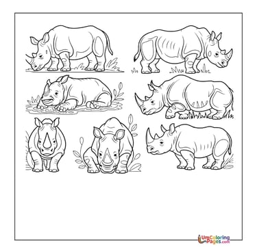 Black rhino coloring sheet endangered animal activity