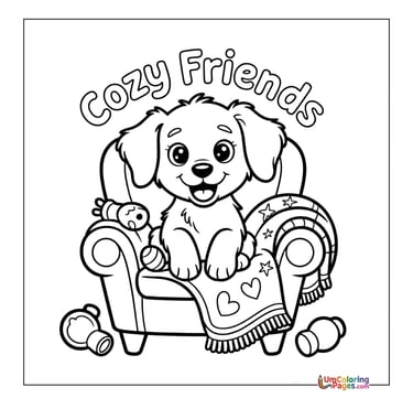 Cute puppy coloring sheet playful pet activity children
