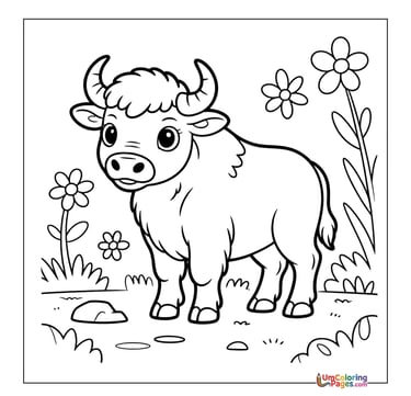 cute buffalo coloring sheet printable