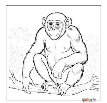 Happy chimp coloring sheet jungle animal activity