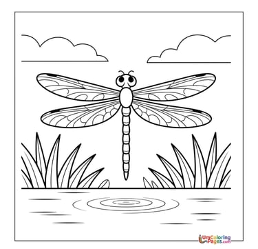 Detailed dragonfly coloring sheet wings activity children