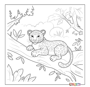 Tree leopard coloring sheet jungle predator activity