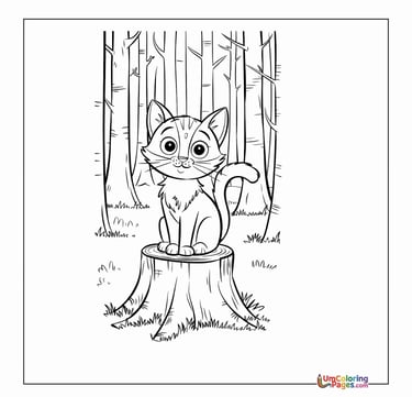 Playful cat coloring template kitten activity for kids