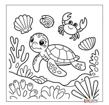 Sea turtle coloring sheet aquatic animal activity