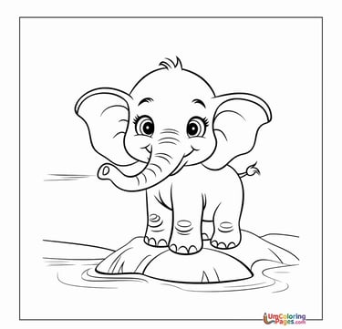 Baby elephant coloring sheet cute safari animal activity