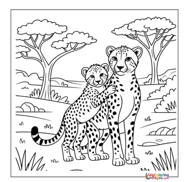 Running cheetah coloring sheet African wildlife activity