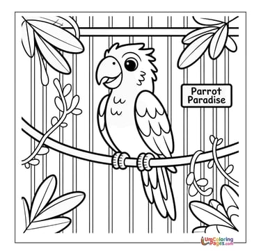 Colorful parrot coloring sheet exotic pet activity