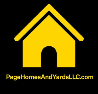 Page Homes and Yards LLC logo showing a golden house on a black background