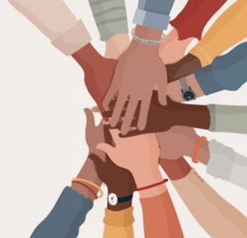 different people holding hands together in a circle