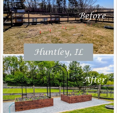 JulieAnn Gardens Custom Kitchen Garden Project Before & After in Huntley, IL