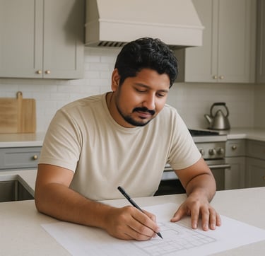 Photo of me designing a kitchen