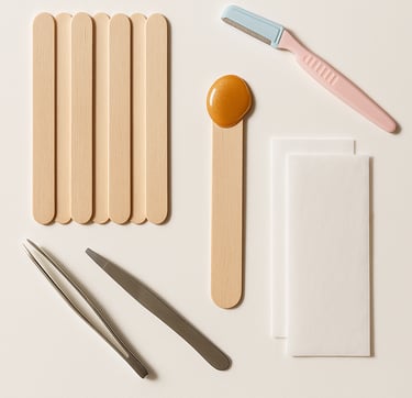 Waxing tools for hair removal including spatulas and accessories, professional export quality beauty