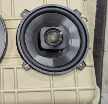 Closeup of a Polk speaker