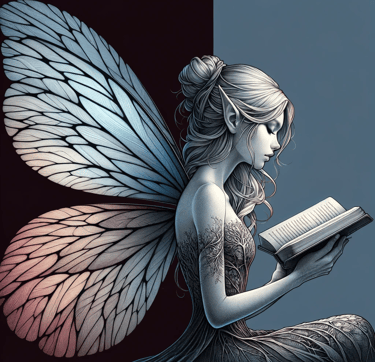 fairy in corner read book 