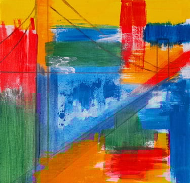 Tableau abstrait contemporain – Couleurs et textures – Jacqueline Poitevin – Collectionneurs d’art