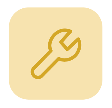 Minimalistyczna złota ikona klucza francuskiego na jasnożółtym tle symbolizującą łatwą instalację..