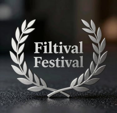 A close-up, sharp macro photograph of an official film festival laurel wreath in brushed silver (#A8A8A8). The laurel sits on a dark, textured surface (#333333) with soft, cinematic bokeh in the background. The lighting is directional and dramatic, highlighting the prestige and professional recognition of the actor's work.