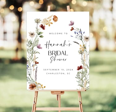 Floral bridal shower welcome sign
