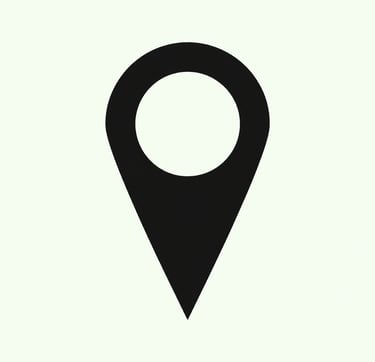 Black map pin icon with a white circular center used for location tracking and navigation GPS markers.