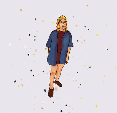 Illustration femme qui marche - Agathe Ricart - Le deuxième roman de Thomas Simon.