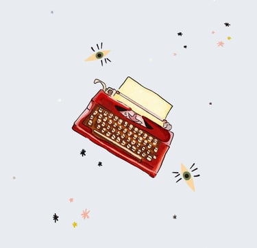Illustration machine à écrire - Agathe Ricart - Le deuxième roman de Thomas Simon.