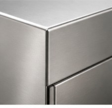 Durable stainless steel cabinet construction with clean folded edges