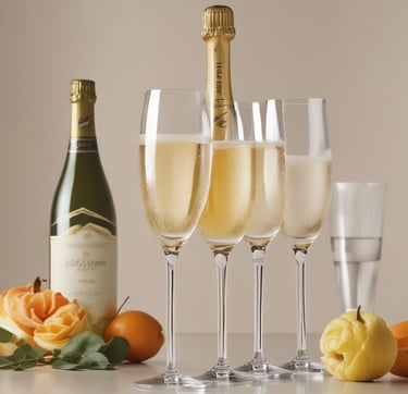 Vintage Champagne bottle resting on a wooden table with soft candlelight.