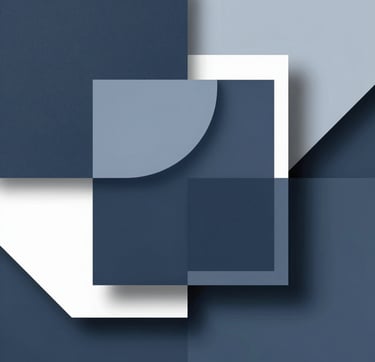 A sophisticated, minimalist abstract composition featuring layers of heavy-weight paper textures and sleek packaging silhouettes. The lighting is low-key with sharp, clean shadows. Colors are a palette of #2C3E50 and #8D9FB5 with sharp #ECF0F1 highlights on edges, conveying meticulous craftsmanship and modern design sensibilities.