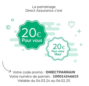 code promo 20€ cash direct assurance réduction parrainage directassurance www.codepromosanspubs.com