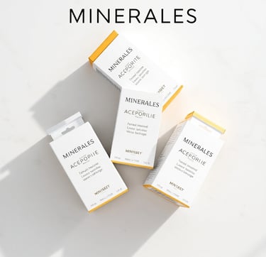 Cajas de suplementos minerales dispuestas en diagonal, suplementos minerales tipo farmacéutico