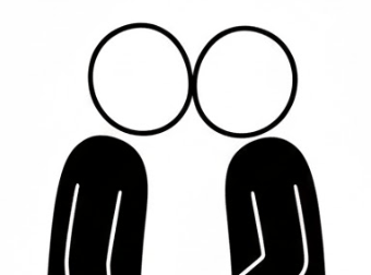 two faceless stick men kissing
