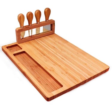 Tábua Queijos e Frios + Kit Espátulas 04 Peças