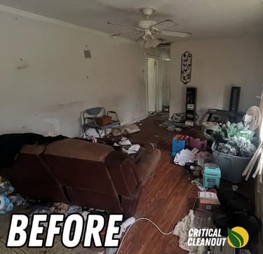 Before: Cluttered Metro Detroit home interior before property clean-out and junk removal service.