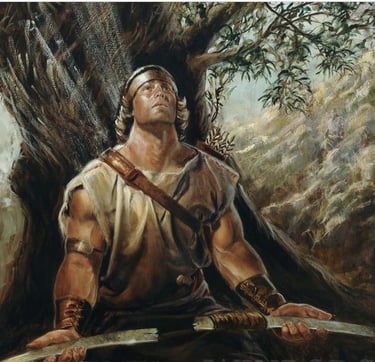a picture of a man sitting beneath a tree