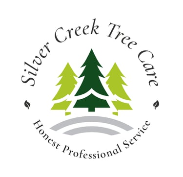Silver creek tree care logo, honest professional service, with three trees